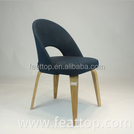 Upholstered dining chair with wood legs cafe style dining chair